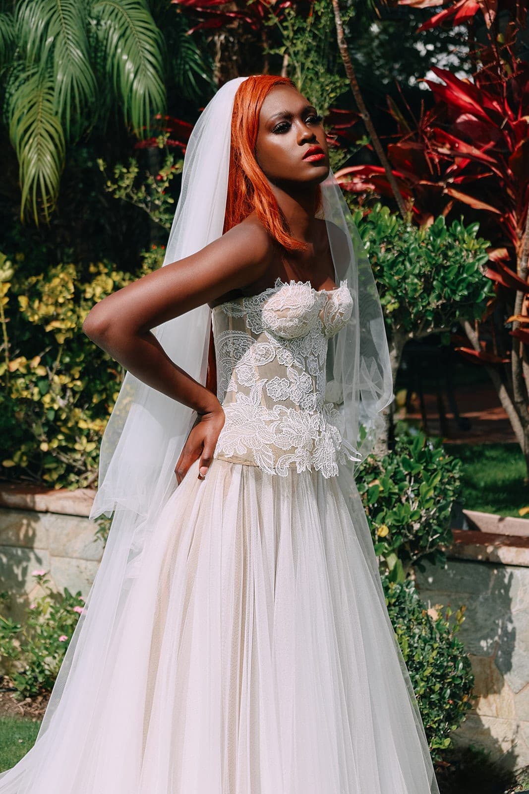 The Seraphine styled as an editorial bridal look
